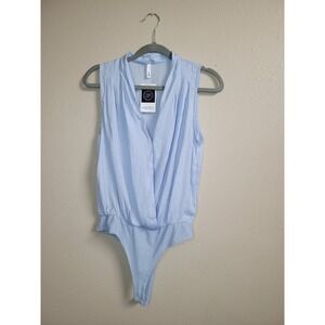 Glam Wrap Bodysuit Women's Sleeveless Drape City‎ Chic Blouse Sz L